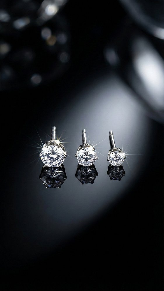 Brinco Trio Ponto de Luz 6 Pontas Zircônia Prata