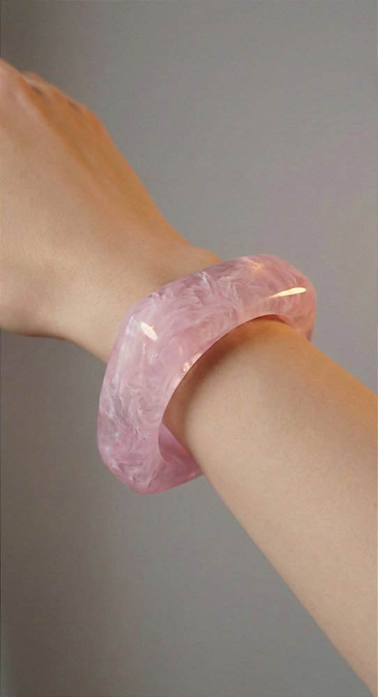 Bracelete Quadrado Resina Rosa