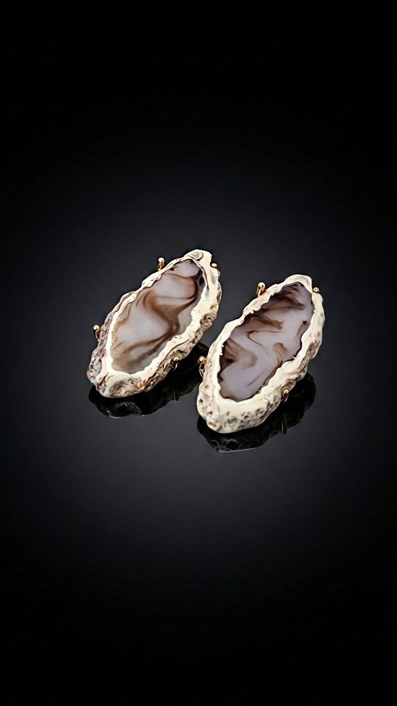 Brinco Resina Pedra Marmorizado Roxo