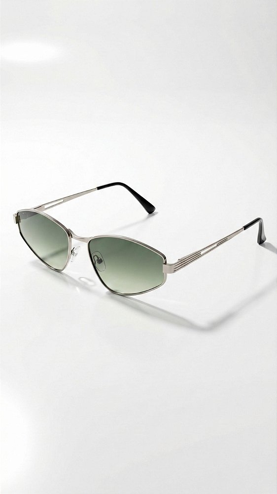 Óculos de Sol Triangular Inspiração Miu Miu Metal Grafite Lente Cinza