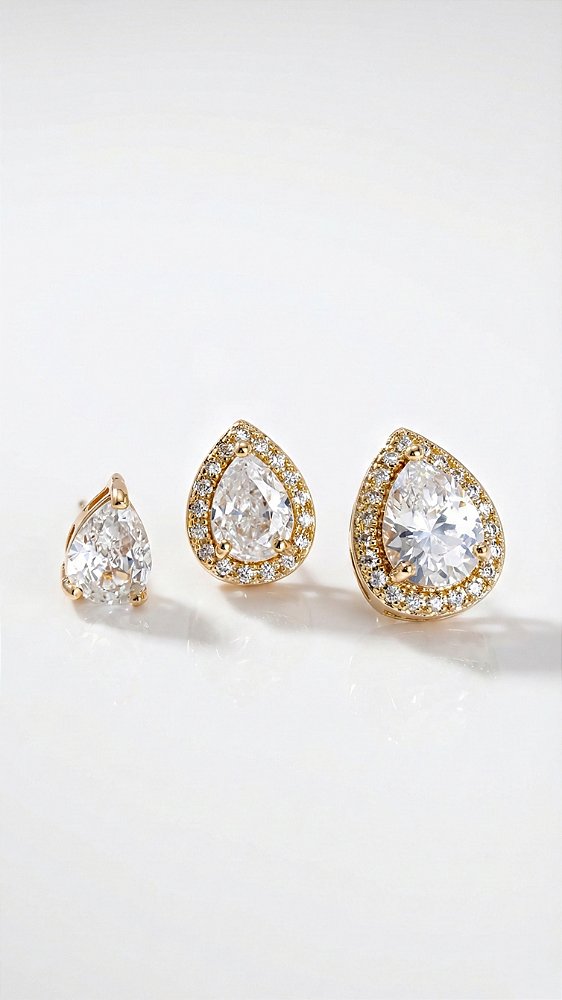 Brinco Trio Gotas Zircônias Cristal Cravejadas Dourado