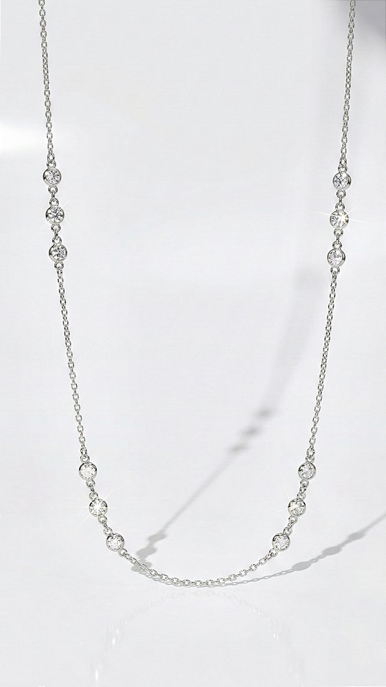 Colar Alongado Volta Cristal Prata