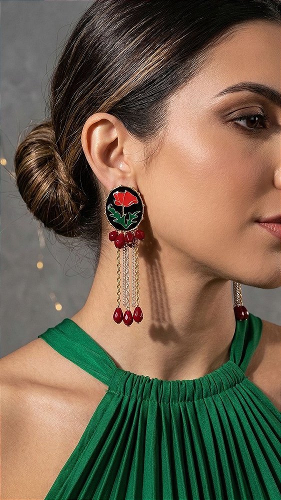 Brinco Rosa Vermelha