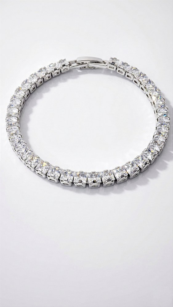 Pulseira Riviera Baguete Prata