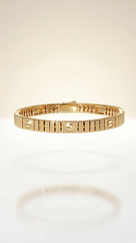 Pulseira Insp Cartier Love Unlimited Flexível Dourada