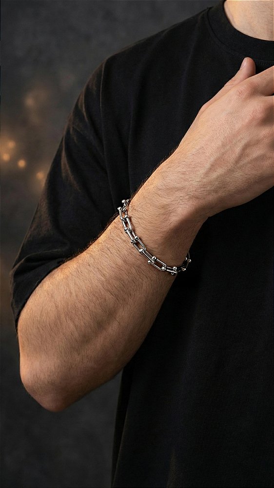 Pulseira Elos Insp Tiffany Masculina Aço Prata