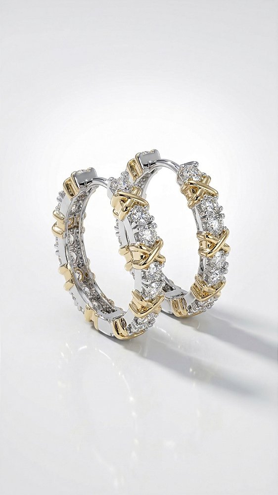 Brinco Argola Insp Tiffany Duo X Banho Ouro & Ródio