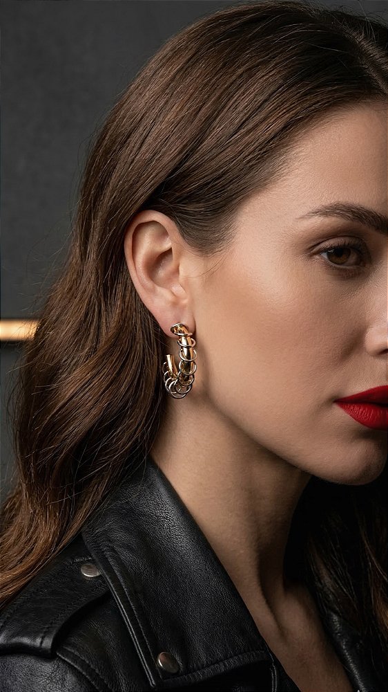 Brinco Argola Duo Argolas Prata & Dourado