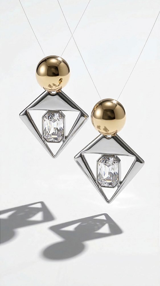 Brinco Insp YSL Losângo Banho Duplo Prata