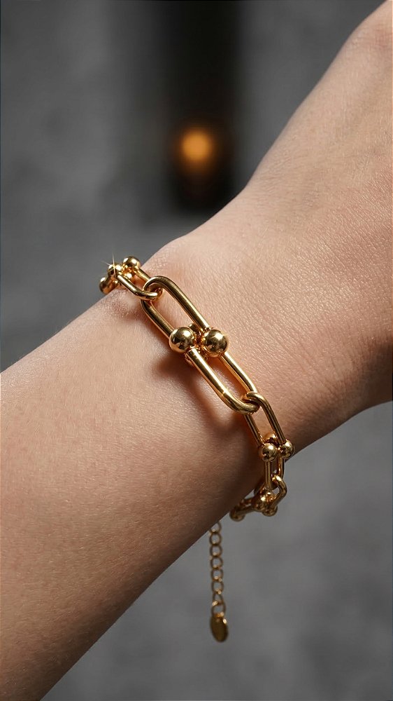Pulseira Mix Elos Insp Tiffany Aço Dourado