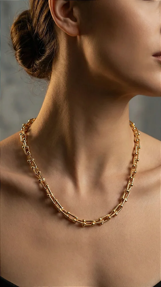 Colar Elos Insp Tiffany Aço Dourado