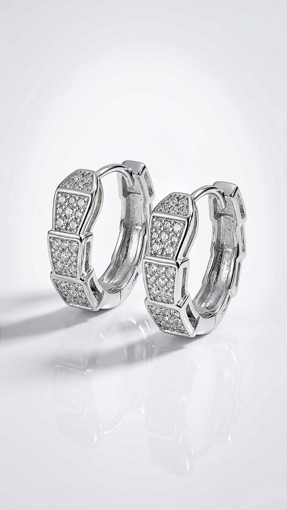 Brinco Argola Insp Bulgari Cravejada Prata