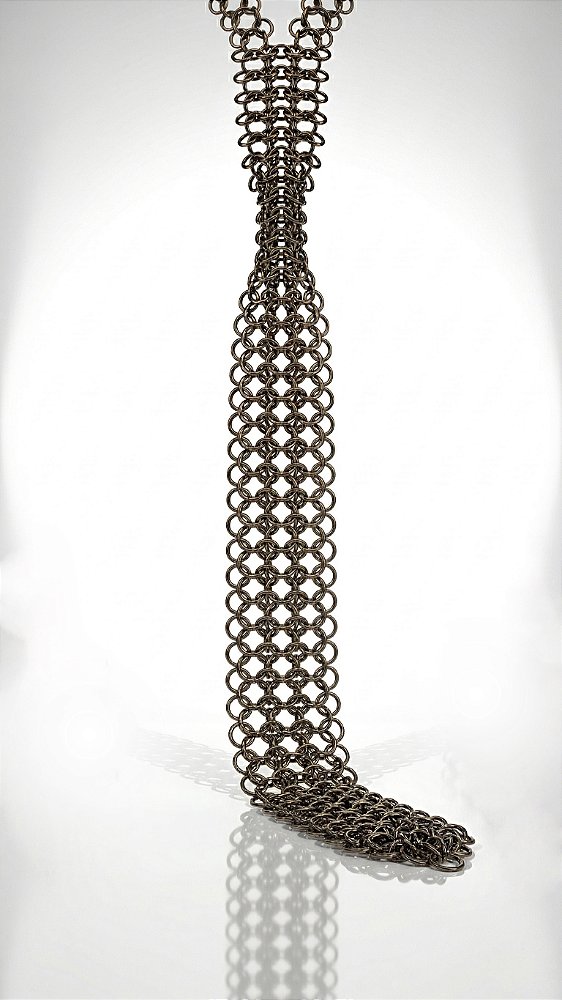 Gravata Metal Trançada Ônix Ajustável