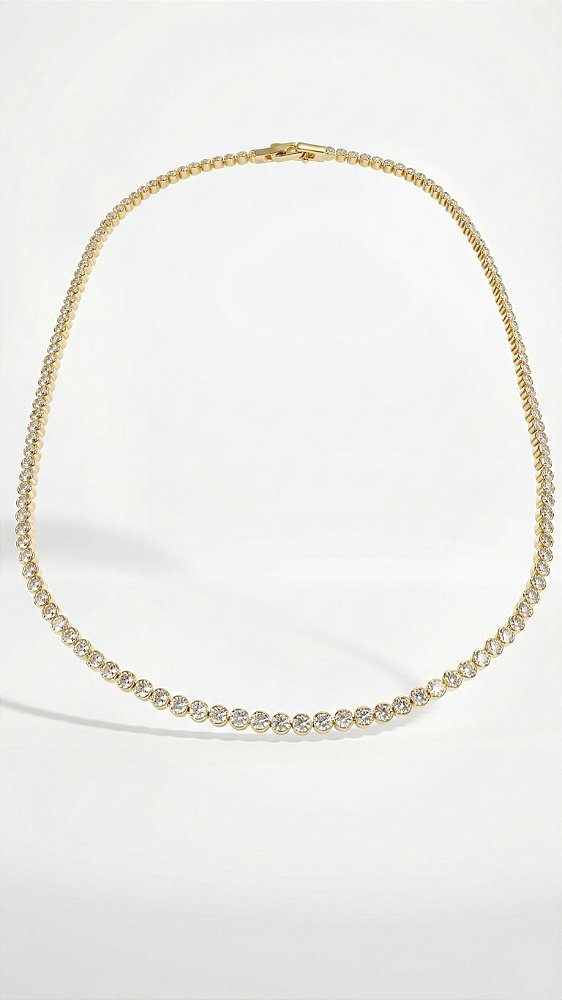 Colar Riviera Redonda 3mm Zircônia Cristal Dourado