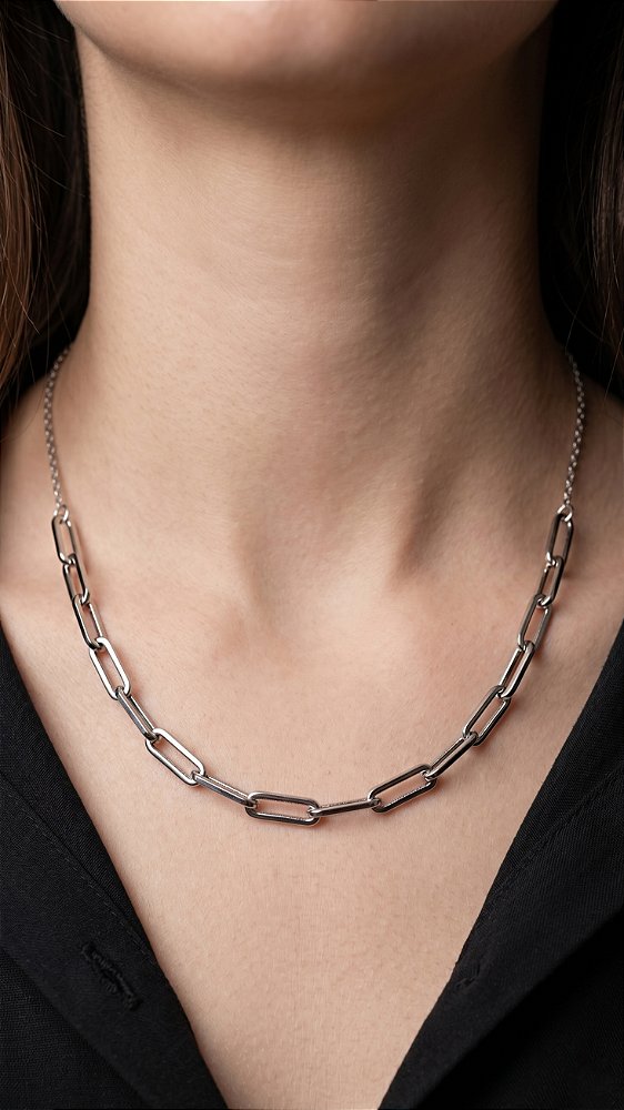 Colar Elos Insp Cartier Corrente Prata