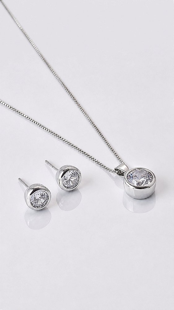 Conjunto Ponto de Luz Redondo Zircônia Prata