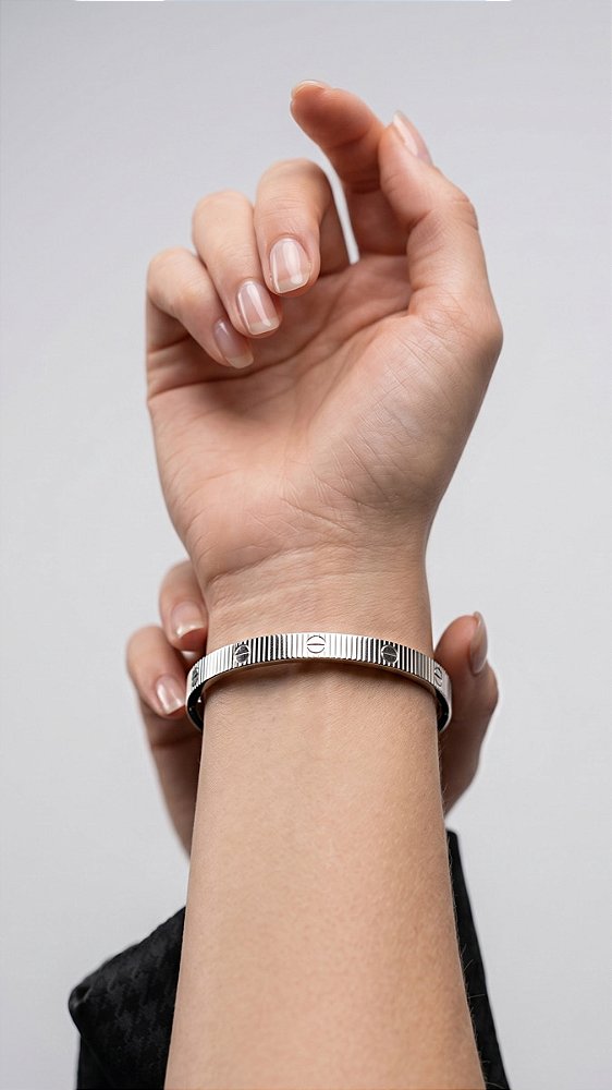 Bracelete Love Texturizado CT Prata Aço