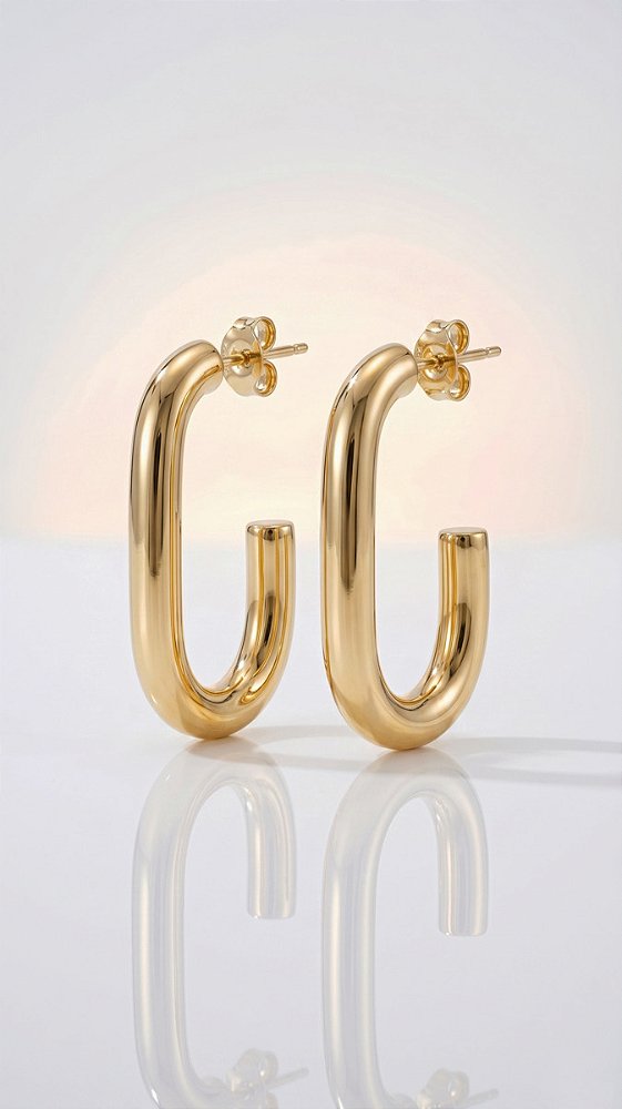 Brinco Argola Oval Aço Ouro