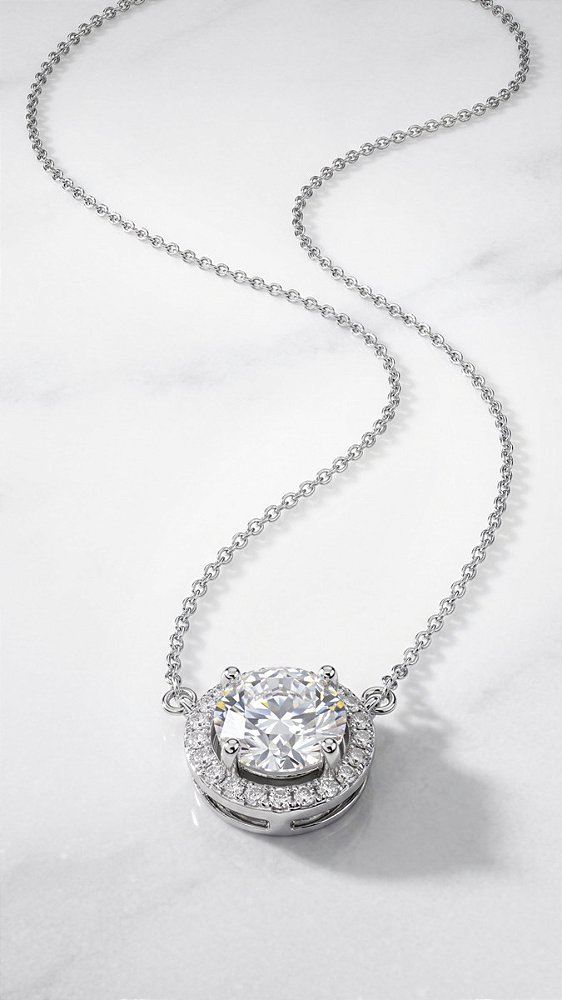 Colar Ponto de Luz Halo Pedra 7.5mm Moissanite Cravejado Prata 925