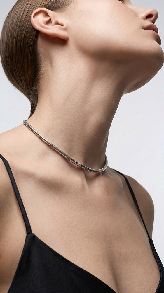 Colar Choker Espiral Prata