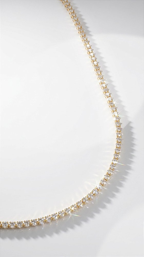 Colar Riviera Estiletada 3mm Zircônia Dourado