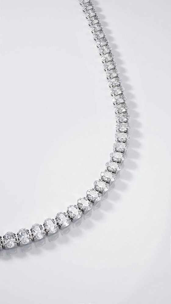 Colar Riviera Oval 5mm Zircônia Prata Aço