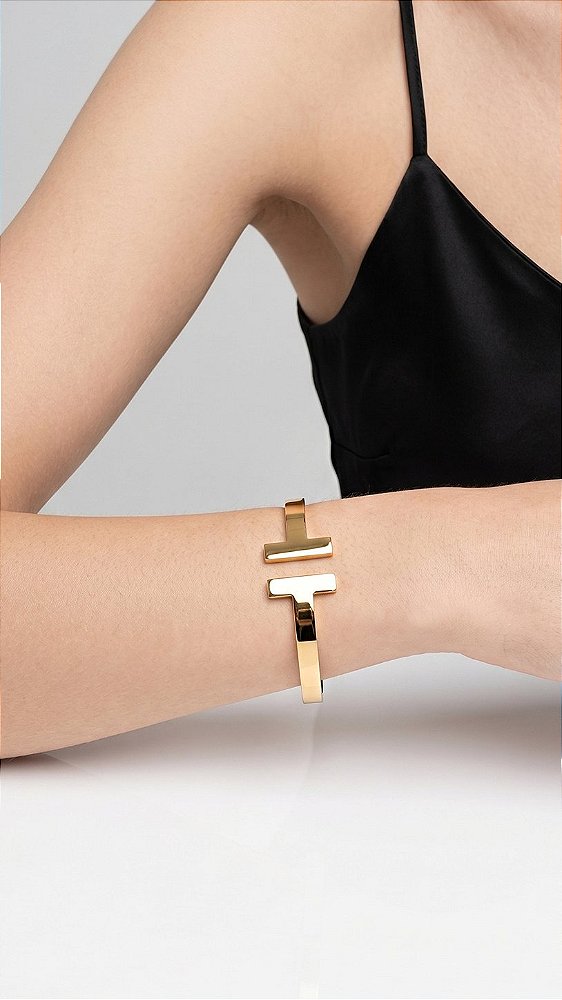 Bracelete T Máxi Aço Dourado
