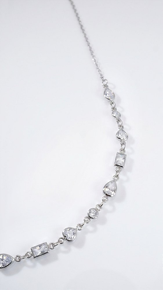 Colar Mix Formas Cristal Prata
