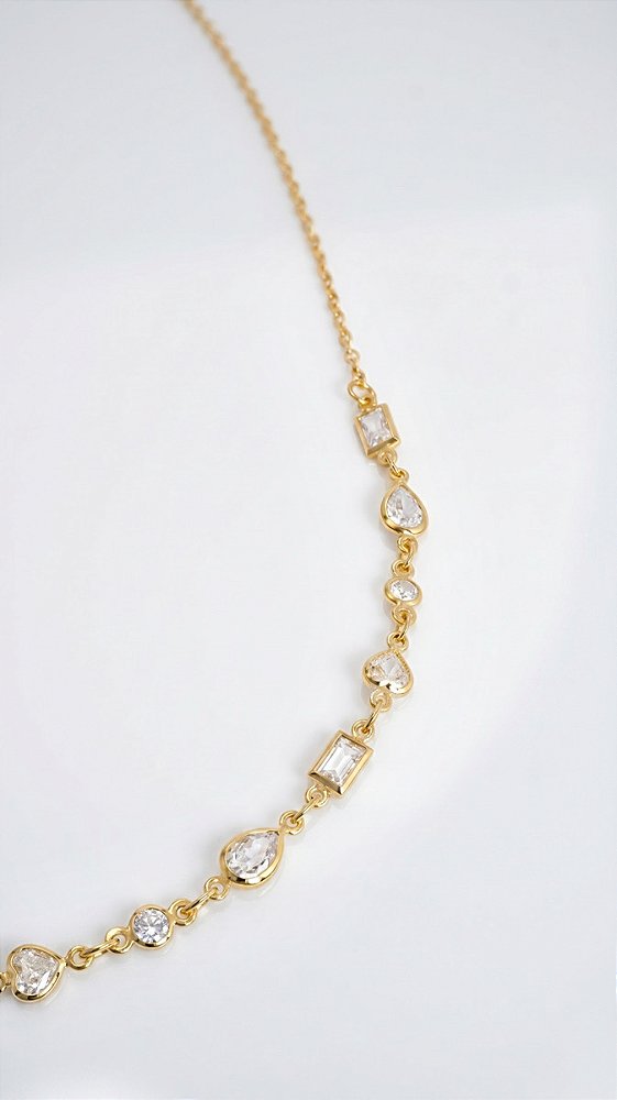 Colar Mix Formas Cristal Dourado