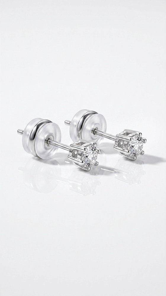 Brinco Pedra PP Moissanite 0.2ct Ponto de Luz 6 Pontas Prata 925