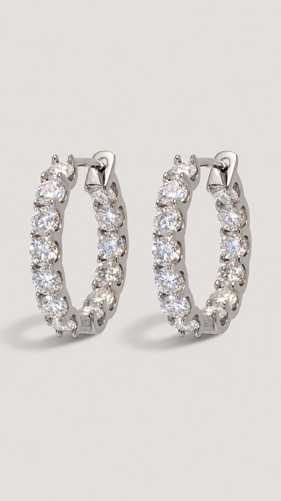 Brinco Argola Click Moissanite 0.1ct Prata 925