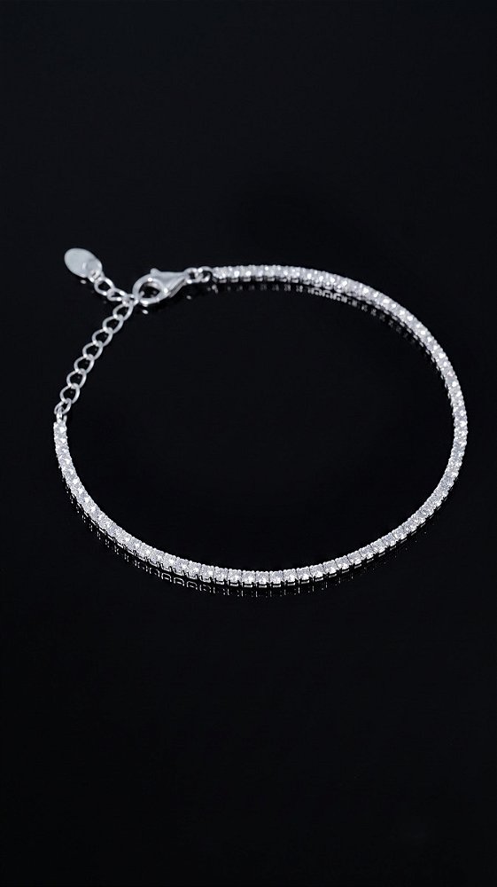 Pulseira Riviera Mini Zircônias 4 Pontas Prata 925 Ajustável