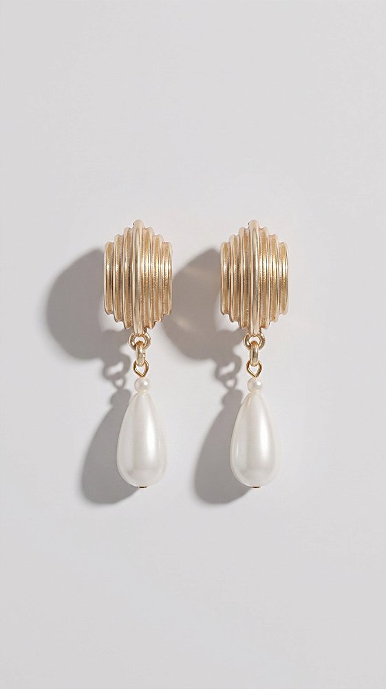 Brinco Pérola Shell Gota Composê Banho Ouro 18K