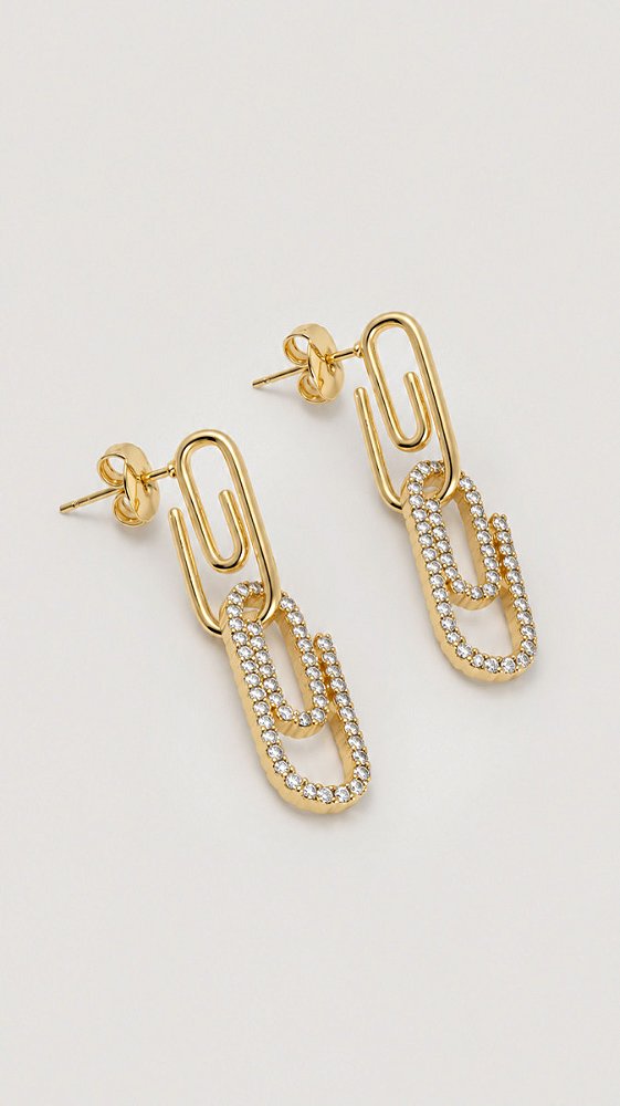 Brinco Clips Cravejado Zircônia Banho Ouro 18K