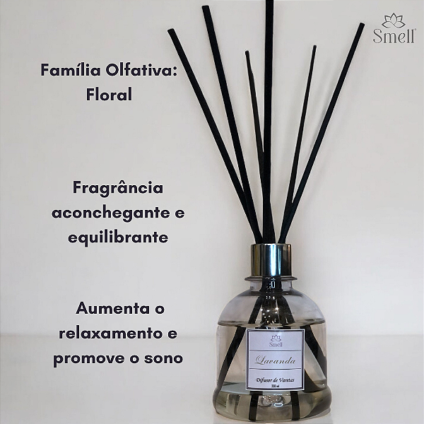 DIFUSOR DE VARETAS AROMATIZADOR DE AMBIENTES LAVANDA - 200 ML - ALTA DURABILIDADE - SMELL