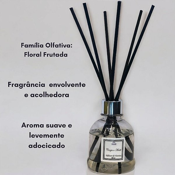 DIFUSOR DE VARETAS AROMATIZADOR DE AMBIENTES CEREJA E AVELÃ - 200 ML - ALTA DURABILIDADE - SMELL
