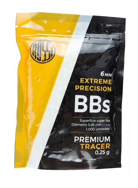 BBS Trace 0.25g Bolinha Airsoft 6mm Rossi 1000 Un Uv Esfera