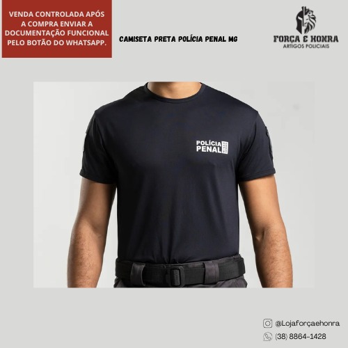 Camiseta Preta Polícia Penal MG + BORDADO- Venda Controlada!
