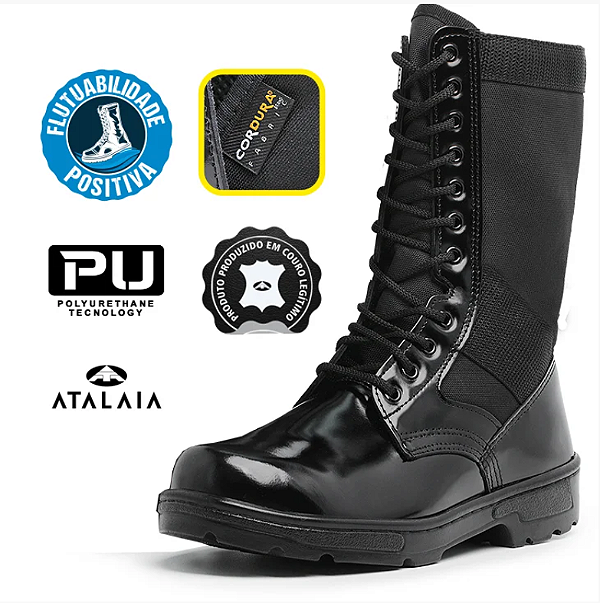 Coturno Rico Militar Atalaia - Extra Leve - Preto - SEM ZÍPER