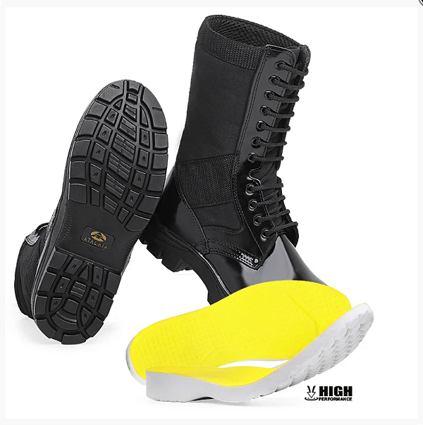 Coturno Rico Militar Atalaia - Série Ouro - Preto - SEM ZÍPER