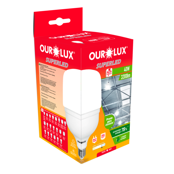 LAMPADA LED BULBO 40W 6500K ALTA POTENCIA T BIVOLT OUROLUX