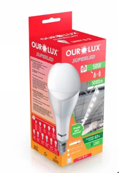 LAMPADA LED BULBO 50W 6500K  ALTA POTENCIA  BIVOLT E27 OUROLUX