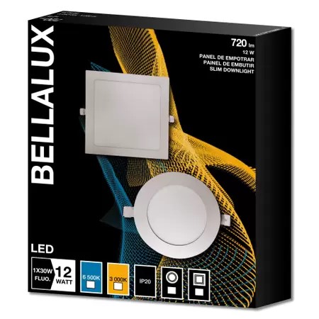 PLAFON LED EMBUTIR 12W 6500K QUADRADO BRANCO BELLALUX