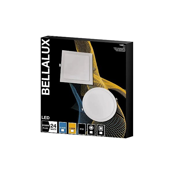 PLAFON LED EMBUTIR 24W 6500K QUADRADO BRANCO BELLALUX