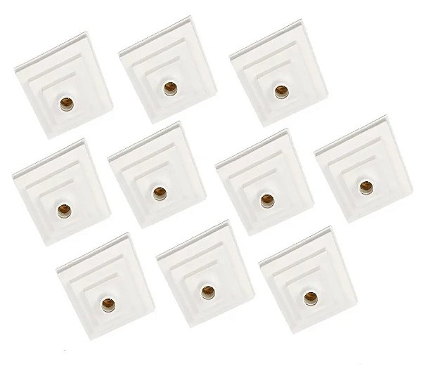 Kit com 10 Plafonier Quadrado PQ Branco Soquete E-27 Porcelana Pavilonis