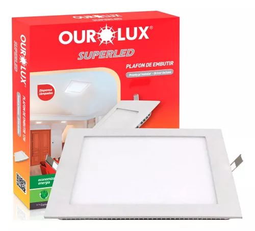 PLAFON LED EMBUTIR 18W BIV 2700K QUADRADO OUROLUX