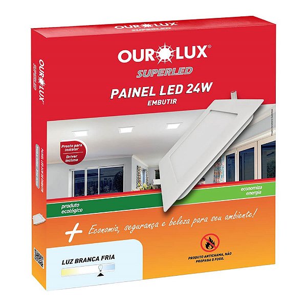 PLAFON LED EMBUTIR 24W BIV 2700K QUADRADO OUROLUX