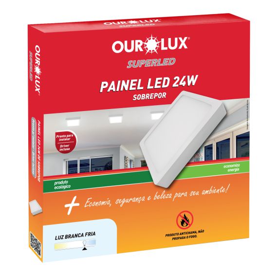 PLAFON LED SOBREPOR 24W BIV 2700K QUADRADO OUROLUX