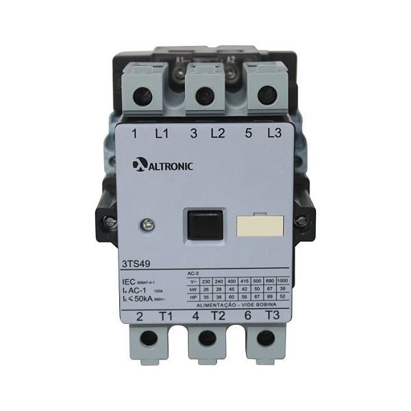 CONTATOR TRIPOLAR 85A 24VCA 3TS49 22-0AC2-0FT0 2NA 2NF SIEMENS