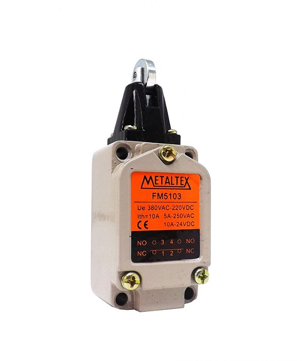 FIM DE CURSO METAL PINO C/ ROLD 1NA+1NF CX.40MM FM5103 METALTEX